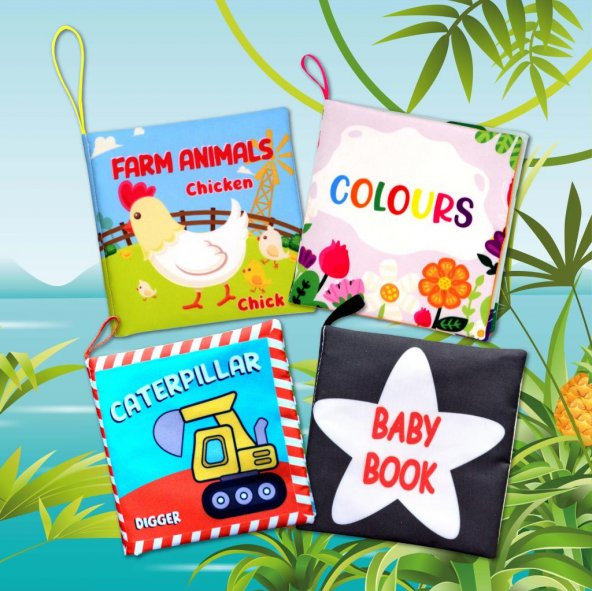 4 Kitap Tox İngilizce Renkler , İş Makinaları , Çiftlik Hayvanları ve Bebek Kumaş Sessiz Kitap E118 E119 E136 E129 - Bez Kitap , Eğitici Oyuncak , Yumuşak ve Hışırtılı - 10