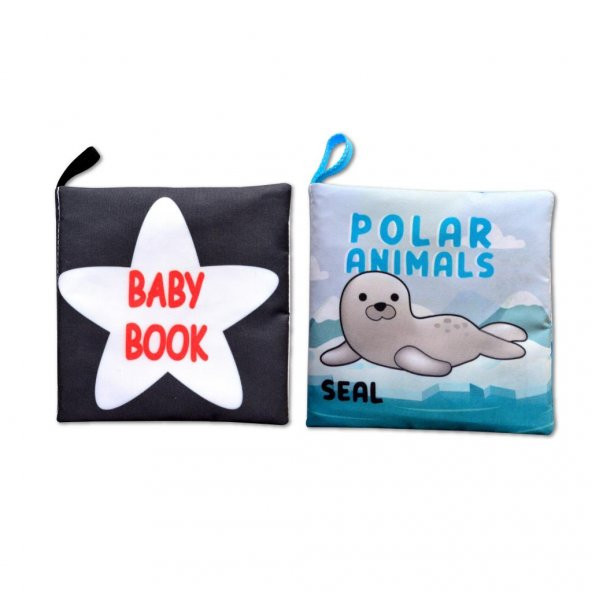 2 Kitap Tox İngilizce Siyah-Beyaz Bebek ve Kutup Hayvanları Kumaş Sessiz Kitap E136 E125 - Bez Kitap , Eğitici Oyuncak , Yumuşak ve Hışırtılı - 6