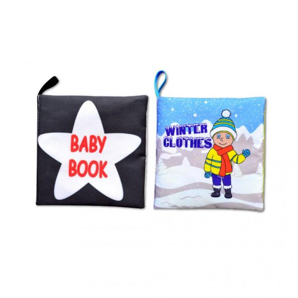2 Kitap Tox İngilizce Siyah-Beyaz Bebek ve Kışlık Giysiler Kumaş Sessiz Kitap E136 E124 - Bez Kitap , Eğitici Oyuncak , Yumuşak ve Hışırtılı - 6