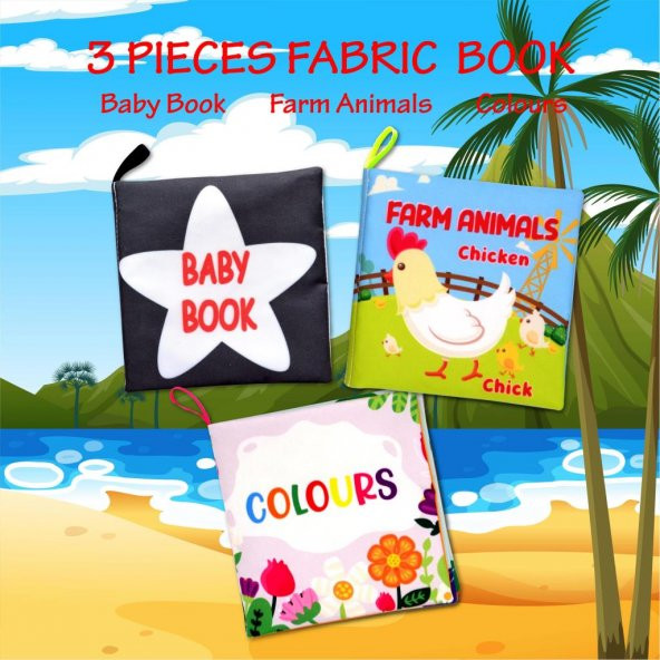3 Kitap Tox İngilizce Siyah Beyaz Bebek , Renkler ve Çiftlik Hayvanları Kumaş Sessiz Kitap E19 E129 E136 - Bez Kitap , Eğitici Oyuncak , Yumuşak ve Hışırtılı - Resim 7