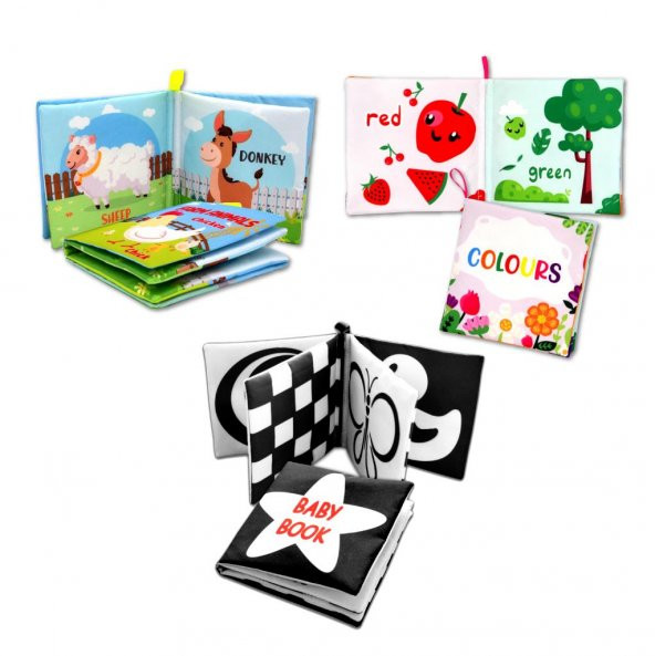 3 Kitap Tox İngilizce Siyah Beyaz Bebek , Renkler ve Çiftlik Hayvanları Kumaş Sessiz Kitap E19 E129 E136 - Bez Kitap , Eğitici Oyuncak , Yumuşak ve Hışırtılı - Resim 8