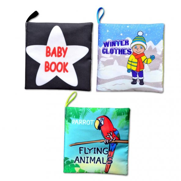 3 Kitap Tox İngilizce Siyah-Beyaz Bebek , Kışlık Giysiler ve Uçan Hayvanlar Kumaş Sessiz Kitap E125 E133 E136 - Bez Kitap , Eğitici Oyuncak , Yumuşak ve Hışırtılı - 6