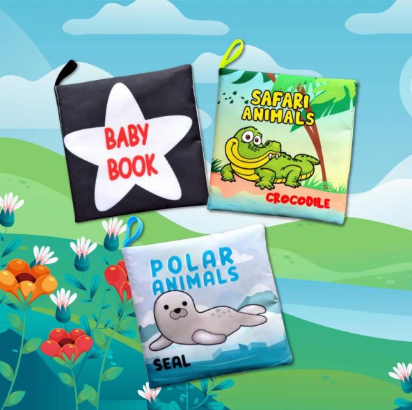 3 Kitap Tox İngilizce Siyah-Beyaz Bebek , Safari ve Kutup Hayvanları Kumaş Sessiz Kitap E125 E130 E136 - Bez Kitap , Eğitici Oyuncak , Yumuşak ve Hışırtılı - 10