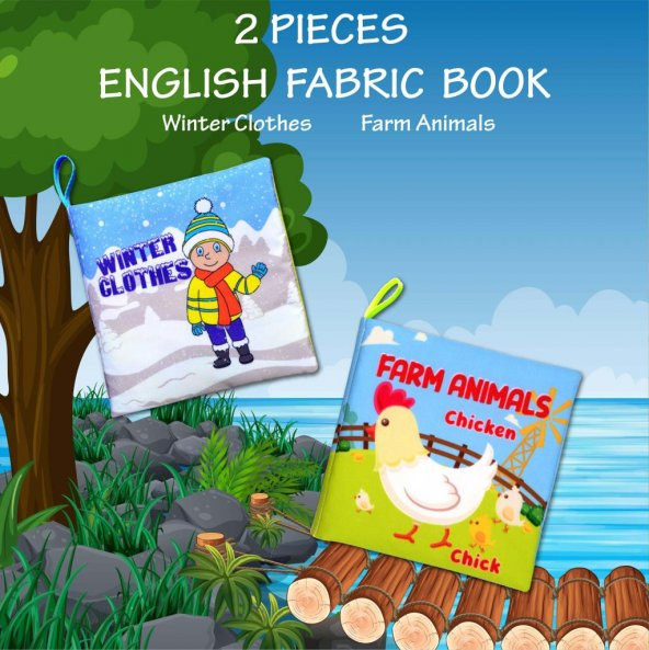 2 Kitap Tox İngilizce Kışlık Giysiler ve Çiftlik Hayvanları Kumaş Sessiz Kitap E124 E119 - Bez Kitap , Eğitici Oyuncak , Yumuşak ve Hışırtılı - 7