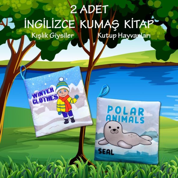 2 Kitap Tox İngilizce Kışlık Giysiler ve Kutup Hayvanları Kumaş Sessiz Kitap E124 E125 - Bez Kitap , Eğitici Oyuncak , Yumuşak ve Hışırtılı - 2