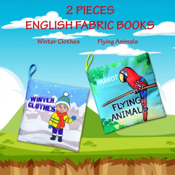 2 Kitap Tox İngilizce Kışlık Giysiler ve Uçan Hayvanlar Kumaş Sessiz Kitap E124 E133 - Bez Kitap , Eğitici Oyuncak , Yumuşak ve Hışırtılı - 7
