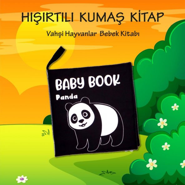 Tox İngilizce Siyah Beyaz Vahşi Hayvanlar Kumaş Sessiz Kitap E497 - Bez Kitap , Eğitici Oyuncak , Yumuşak ve Hışırtılı - 2