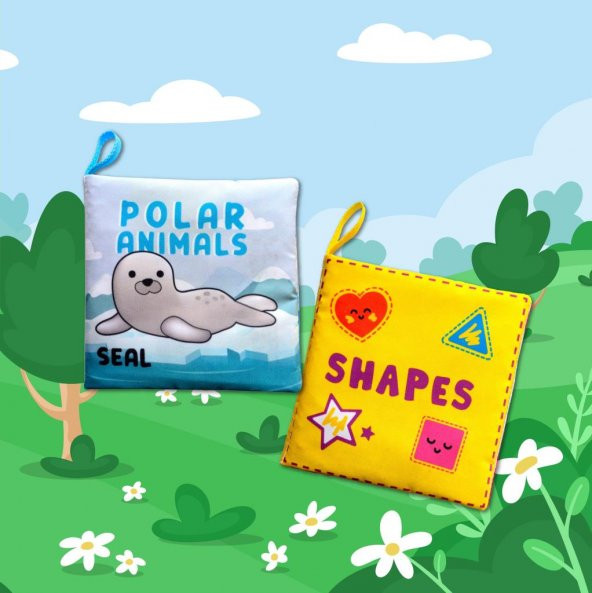 2 Kitap Tox İngilizce Kutup Hayvanları ve Şekiller Kumaş Sessiz Kitap E125 E131 - Bez Kitap , Eğitici Oyuncak , Yumuşak ve Hışırtılı - Resim 5