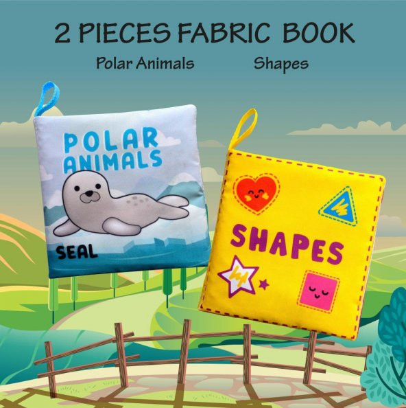 2 Kitap Tox İngilizce Kutup Hayvanları ve Şekiller Kumaş Sessiz Kitap E125 E131 - Bez Kitap , Eğitici Oyuncak , Yumuşak ve Hışırtılı - Resim 7