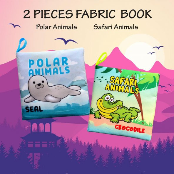 2 Kitap Tox İngilizce Kutup Hayvanları ve Safari Hayvanları Kumaş Sessiz Kitap E125 E130 - Bez Kitap , Eğitici Oyuncak , Yumuşak ve Hışırtılı - Resim 7