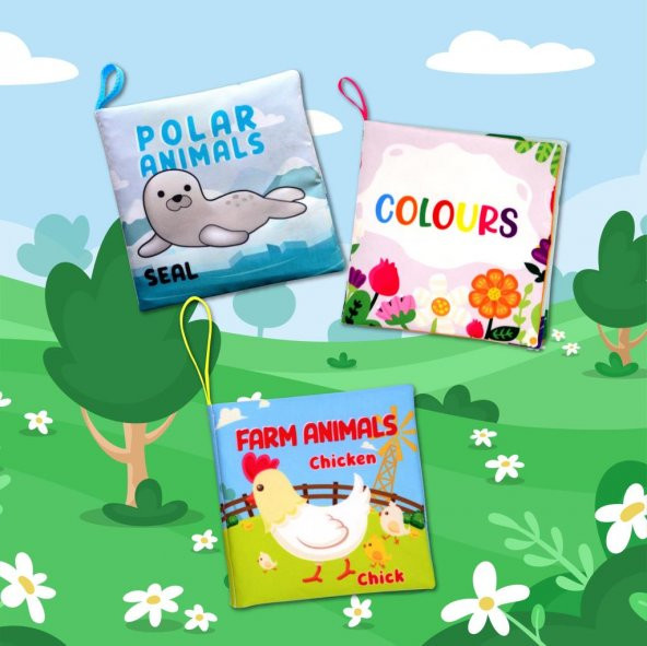 3 Kitap Tox İngilizce Renkler , Kutup ve Çiftlik Hayvanları Kumaş Sessiz Kitap E125 E119 E129 - Bez Kitap , Eğitici Oyuncak , Yumuşak ve Hışırtılı - 10
