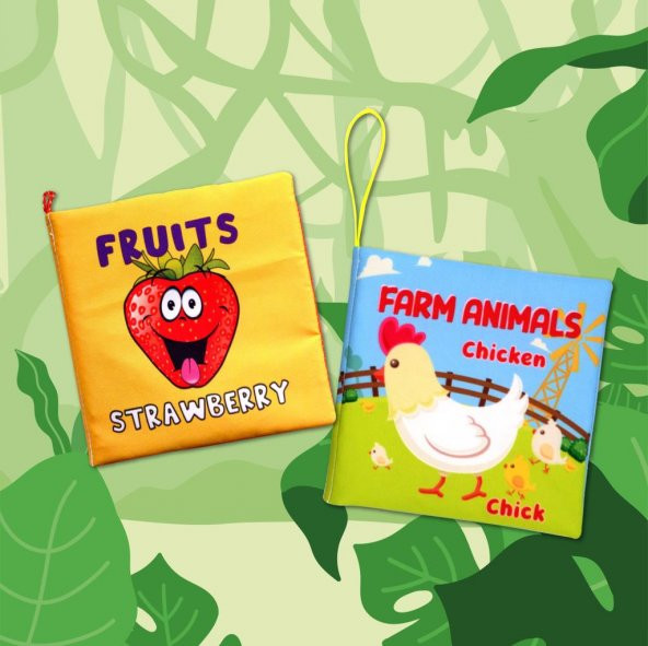 2 Kitap Tox İngilizce Meyveler ve Çiftlik Hayvanları Kumaş Sessiz Kitap E126 E119 - Bez Kitap , Eğitici Oyuncak , Yumuşak ve Hışırtılı - 10