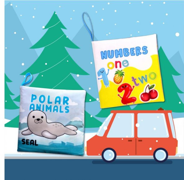 2 Kitap Tox İngilizce Kutup Hayvanları ve Rakamlar Kumaş Sessiz Kitap E125 E28 - Bez Kitap , Eğitici Oyuncak , Yumuşak ve Hışırtılı - 10