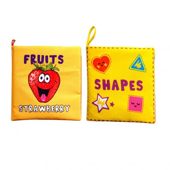 2 Kitap Tox İngilizce Meyveler ve Şekiller Kumaş Sessiz Kitap E126 E131 - Bez Kitap , Eğitici Oyuncak , Yumuşak ve Hışırtılı - 6