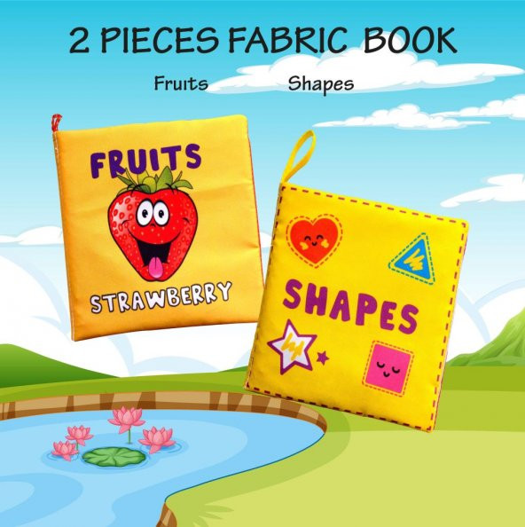 2 Kitap Tox İngilizce Meyveler ve Şekiller Kumaş Sessiz Kitap E126 E131 - Bez Kitap , Eğitici Oyuncak , Yumuşak ve Hışırtılı - 7