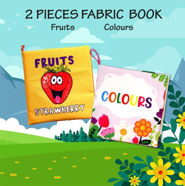 2 Kitap Tox İngilizce Meyveler ve Renkler Kumaş Sessiz Kitap E126 E129 - Bez Kitap , Eğitici Oyuncak , Yumuşak ve Hışırtılı - 7