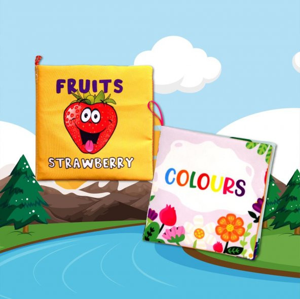 2 Kitap Tox İngilizce Meyveler ve Renkler Kumaş Sessiz Kitap E126 E129 - Bez Kitap , Eğitici Oyuncak , Yumuşak ve Hışırtılı - 10