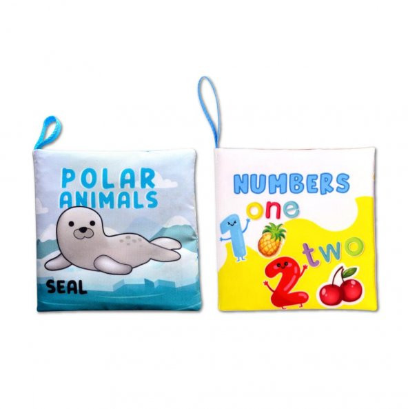 2 Kitap Tox İngilizce Kutup Hayvanları ve Rakamlar Kumaş Sessiz Kitap E125 E28 - Bez Kitap , Eğitici Oyuncak , Yumuşak ve Hışırtılı - 6
