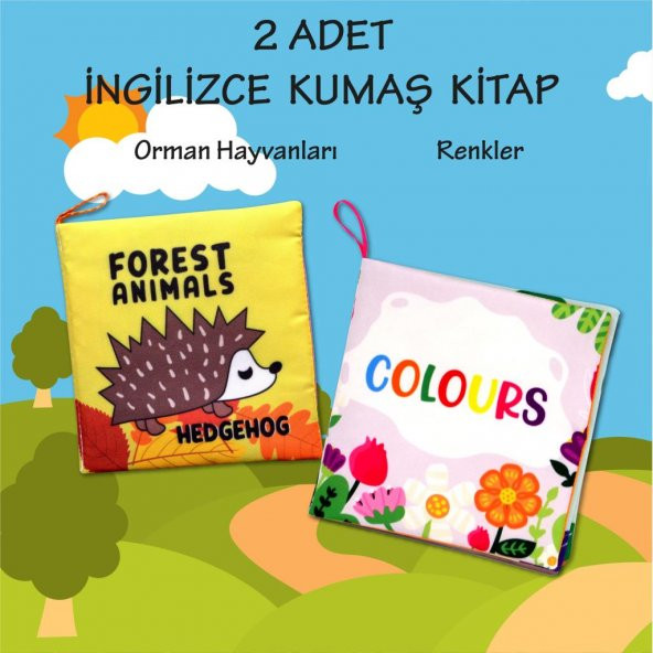 2 Kitap Tox İngilizce Orman Hayvanları ve Renkler Kumaş Sessiz Kitap E127 E129 - Bez Kitap , Eğitici Oyuncak , Yumuşak ve Hışırtılı - 2