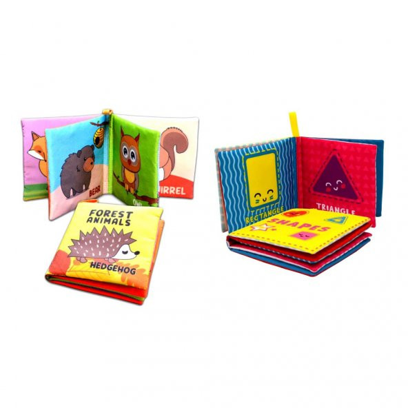 2 Kitap Tox İngilizce Orman Hayvanları ve Şekiller Kumaş Sessiz Kitap E127 E131 - Bez Kitap , Eğitici Oyuncak , Yumuşak ve Hışırtılı - 3