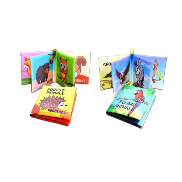 2 Kitap Tox İngilizce Orman Hayvanları ve Uçan Hayvanlar Kumaş Sessiz Kitap E127 E133 - Bez Kitap , Eğitici Oyuncak , Yumuşak ve Hışırtılı - 3