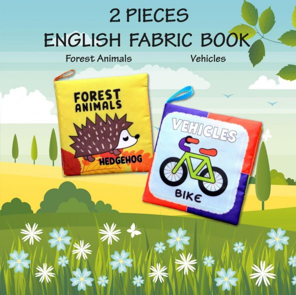 2 Kitap Tox İngilizce Orman Hayvanları ve Taşıtlar Kumaş Sessiz Kitap E127 E132 - Bez Kitap , Eğitici Oyuncak , Yumuşak ve Hışırtılı - 7