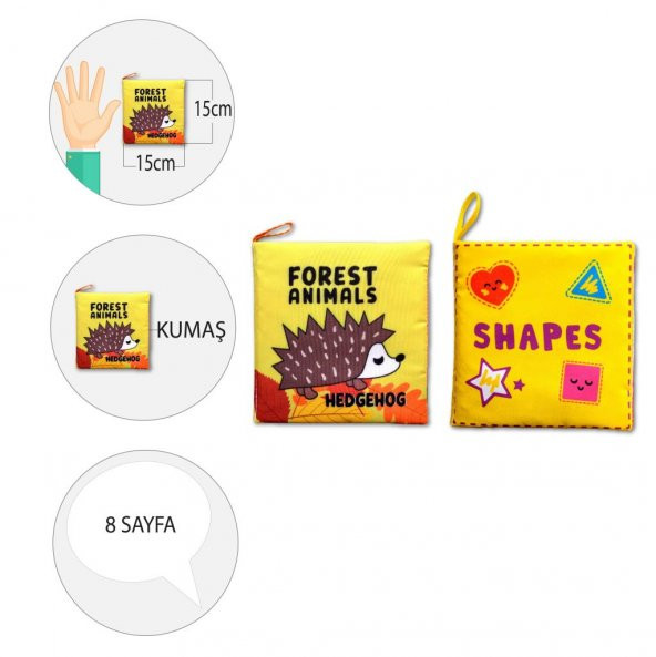 2 Kitap Tox İngilizce Orman Hayvanları ve Şekiller Kumaş Sessiz Kitap E127 E131 - Bez Kitap , Eğitici Oyuncak , Yumuşak ve Hışırtılı - 4