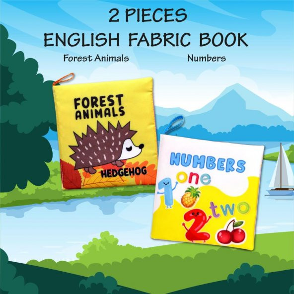 2 Kitap Tox İngilizce Orman Hayvanları ve Rakamlar Kumaş Sessiz Kitap E127 E128 - Bez Kitap , Eğitici Oyuncak , Yumuşak ve Hışırtılı - 7