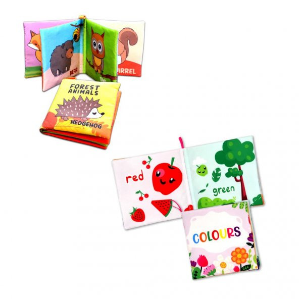 2 Kitap Tox İngilizce Orman Hayvanları ve Renkler Kumaş Sessiz Kitap E127 E129 - Bez Kitap , Eğitici Oyuncak , Yumuşak ve Hışırtılı - 8