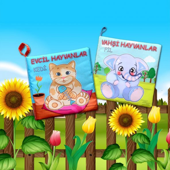 2 Kitap Tox Evcil Hayvanlar ve Vahşi Hayvanlar Kumaş Sessiz Kitap T110 T111 - Bez Kitap , Eğitici Oyuncak , Yumuşak ve Hışırtılı - 5