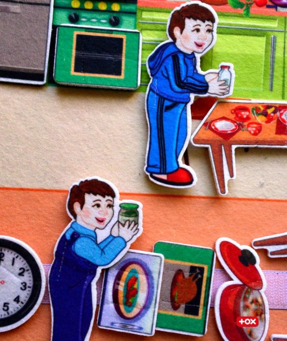 2 Set - 30 Parça Oturma Odası ve Mutfak Keçe Cırtlı Aktivite Sayfası - Çocuk Etkinlik , Eğitici Oyuncak - 3