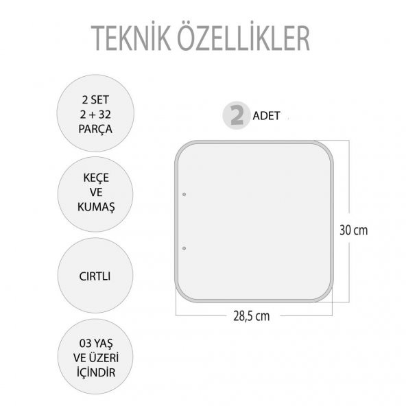 2 Set - 30 Parça Oturma Odası ve Mutfak Keçe Cırtlı Aktivite Sayfası - Çocuk Etkinlik , Eğitici Oyuncak - 4