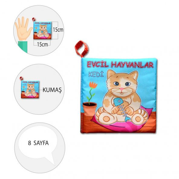Tox Evcil Hayvanlar Sessiz Kumaş Kitap T110 - Bez Kitap , Eğitici Oyuncak , Yumuşak ve Hışırtılı - 4