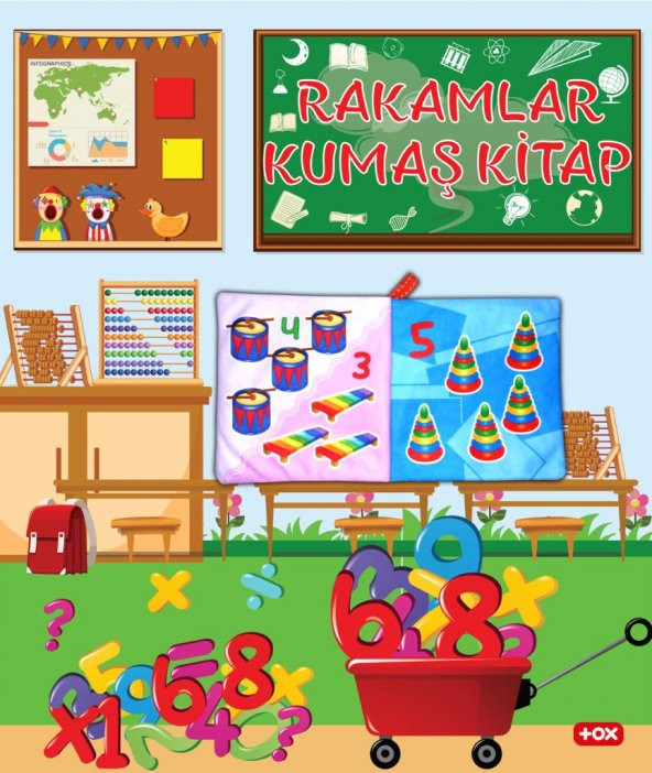 Tox Rakamlar Kumaş Sessiz Kitap T051 - Bez Kitap , Eğitici Oyuncak , Yumuşak ve Hışırtılı - 5
