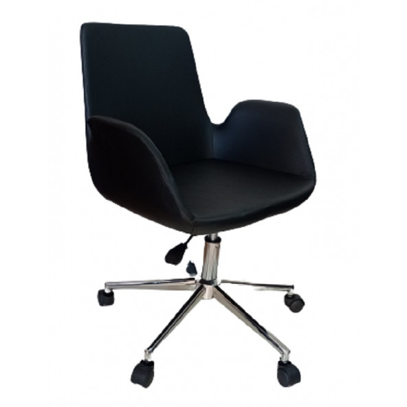 Sekreter Sandalyesi Döküm Süngerli Siyah Suni Deri ürün görseli