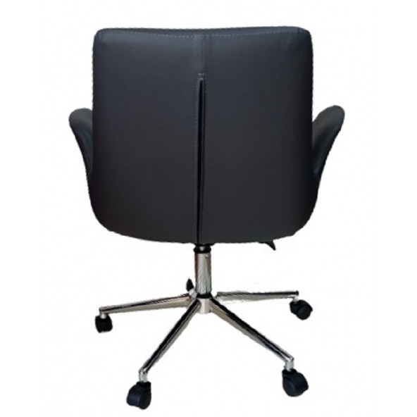 Sekreter Sandalyesi Döküm Süngerli Siyah Suni Deri - Resim 4