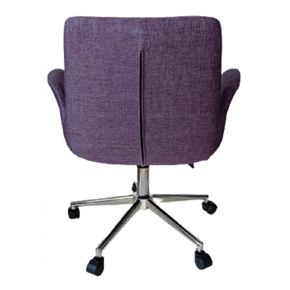 Sekreter Sandalyesi Döküm Süngerli Mor Keten Kumaş - 3