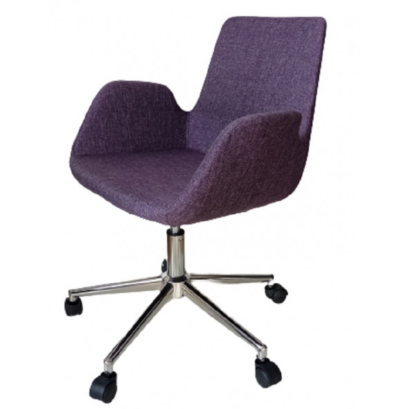 Sekreter Sandalyesi Döküm Süngerli Mor Keten Kumaş - 4