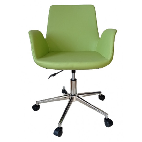 Sekreter Sandalyesi Döküm Süngerli Yeşil Renk Suni Deri - 2