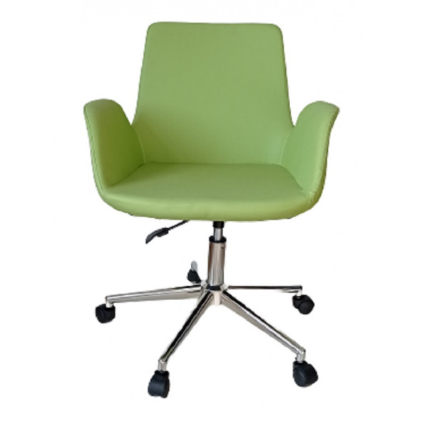 Sekreter Sandalyesi Döküm Süngerli Yeşil Renk Suni Deri - 3