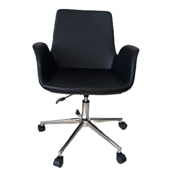 Sekreter Sandalyesi Döküm Süngerli Antrasit Suni Deri - Resim 4