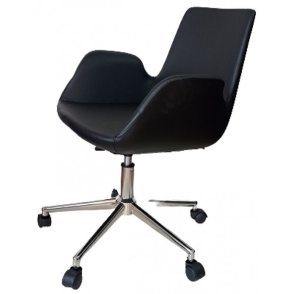 Sekreter Sandalyesi Döküm Süngerli Antrasit Suni Deri - Resim 5