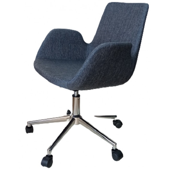 Sekreter Sandalyesi Döküm Süngerli Lacivert Keten Kumaş - Resim 4