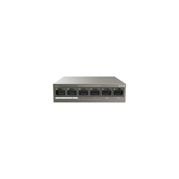 Tenda 6 Port 4 Port Poe+ 10-100 + 2 Port Uplink Switch Çelik Kasa Rack Mount
