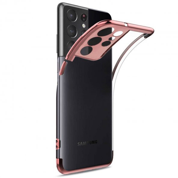 Samsung Galaxy S21 Ultra Parlak Lazer Silikon Kılıf Rose