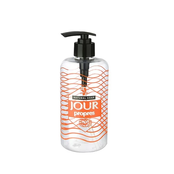 Şeffaf Sıvı Sabunluk Yuvarlak Plastik Pompalı 500 ML - 2