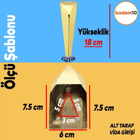 Harvey Lüks Mobilya Kanepe Tv Ünitesi Koltuk Ayağı 18 Cm Gold Altın Konsol Ayakları - 2