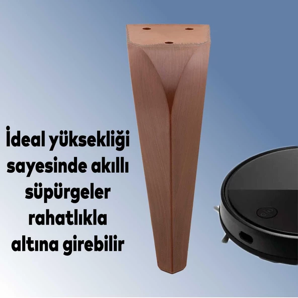 Harvey Lüks Mobilya Kanepe Tv Ünitesi Koltuk Ayağı 15 Cm Kahverengi Ahşap Desenli Baza Ayakları - 3