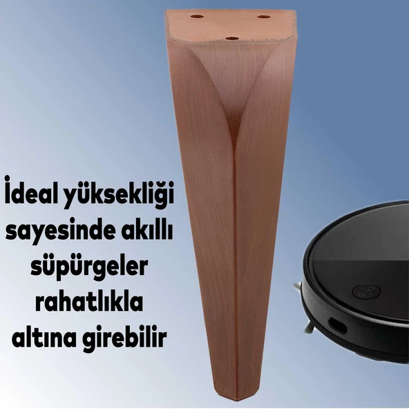 Harvey Lüks Mobilya Kanepe Tv Ünitesi Koltuk Ayağı 18 Cm Kahverengi Ahşap Desenli Konsol Ayakları - 3