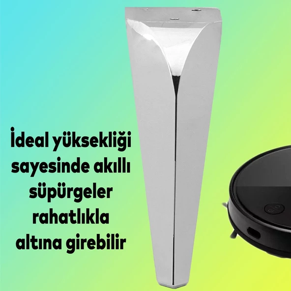 Harvey Lüks Mobilya Kanepe Sehpa Tv Ünitesi Koltuk Ayağı 15 Cm Krom Baza Ayakları - 3